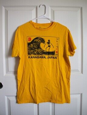 Yellow Kanagawa Japan Surfing Skeleton T-Shirt